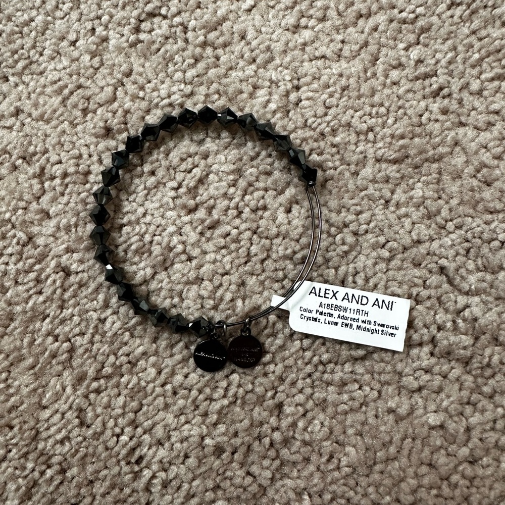 Alex and Ani Swarovski Crystal beaded bracelet, midnight silver